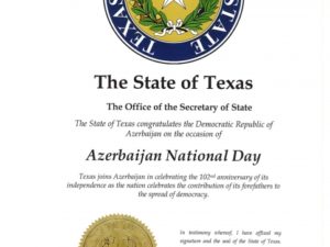 ABŞ-ın Texas ştatında ölkəmizlə bağlı bəyannamə qəbul edilib